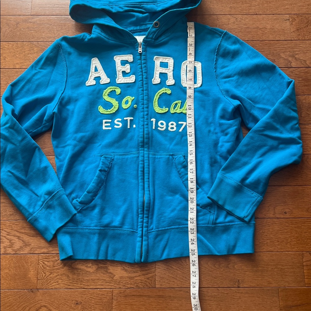 💙Y2K AEROPOSTALE FULL ZIP HOODIE-BRIGHT BLUE-M💙 - Picture 4 of 7